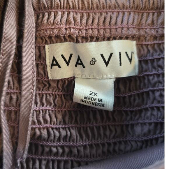 Ava & Viv Mauve Cottagecore Dress 2X Peasant Long Sleeve Pockets Soft Cotton - Picture 7 of 8